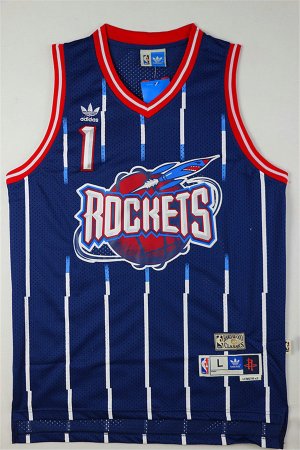 Maillot De Basket Houston Rockets Tracy McGrady 1 Engrener Retro Bleu